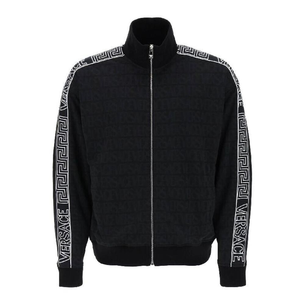 Versace Light Jacket Men Size L Black Logo Print Jacquard Mitchel Fit NWT $1,725